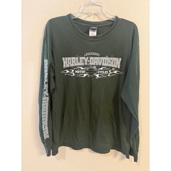 Harley-Davidson Other - Harley-Davidson Long Sleeve Shirt Mens Large Green Good Panama City Beach FL